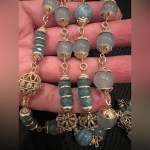 judith ripka sterling silver Gold clad multi gem beads Necklace RARE vintage